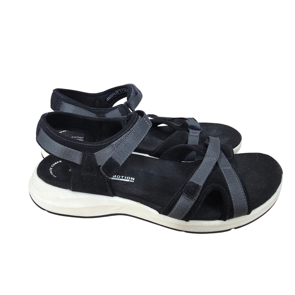 Clarks Solan Drift Sandals Womens 10 Black Strappy Sporty Adjustable Comfort